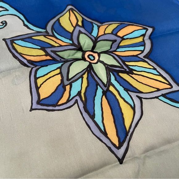 Hand Painted Owl Print Scarf Grey Silk Bird Shawl Owl Gift  Hand Made Silk Scarf with Hand Painted Owl Design